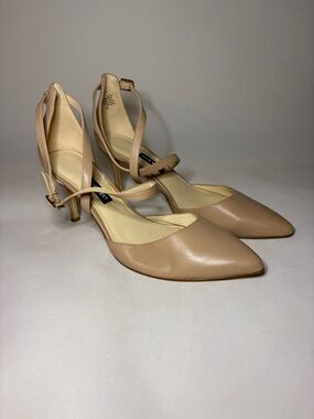 Nine West Beige Pointed-Toe Ankle-Strap Heels Size 8.5